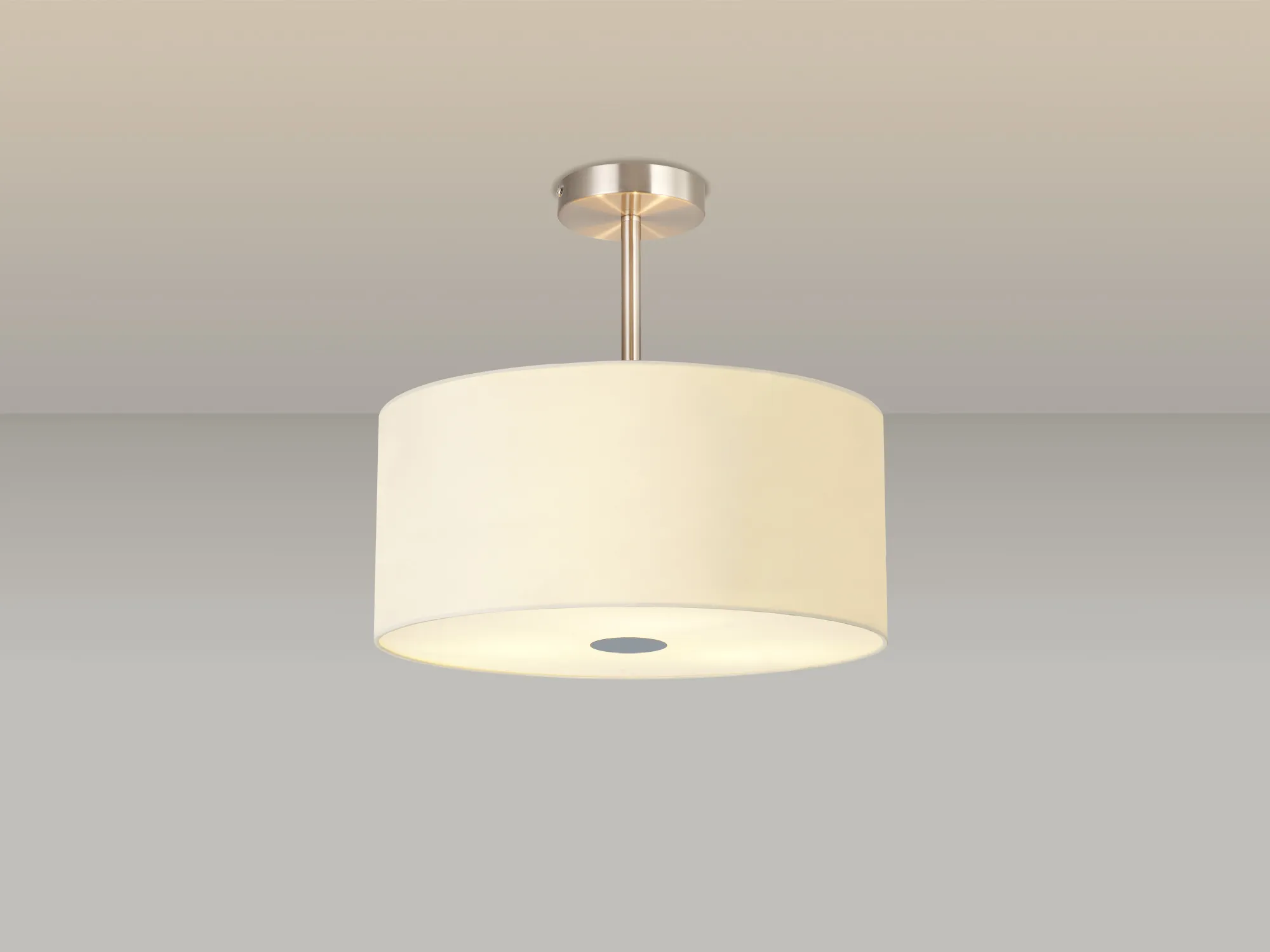 Baymont 40cm Semi Flush 3 Light Satin Nickel, Ivory Pearl, Frosted Diffuser DK0411  Deco Baymont SN IV